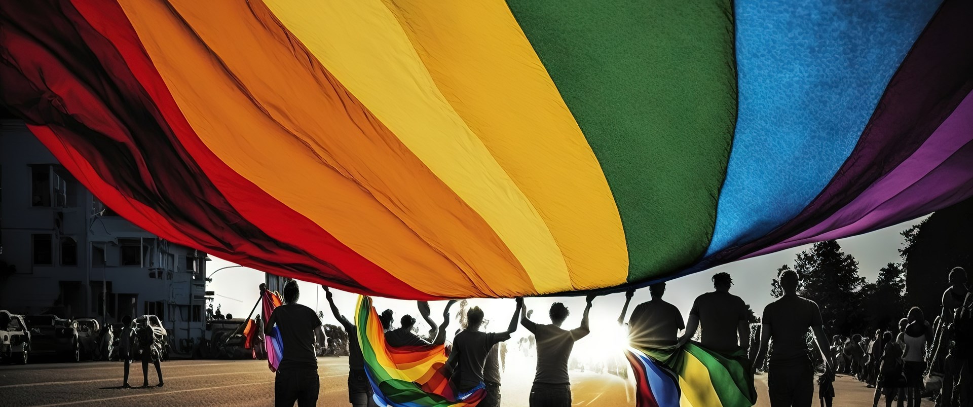 Holding rainbow flag inclusion