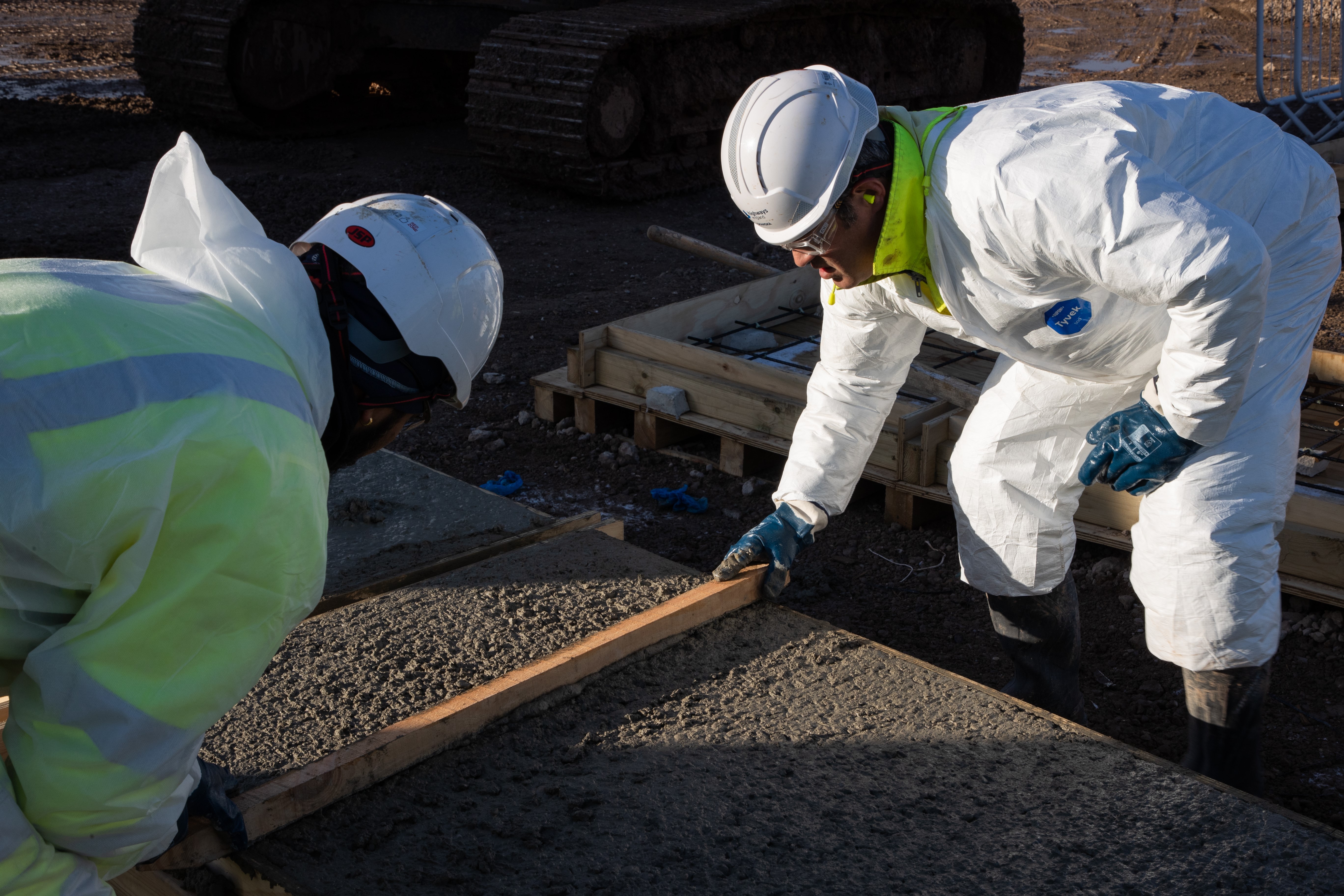 Preparing the concrete slabs for testing